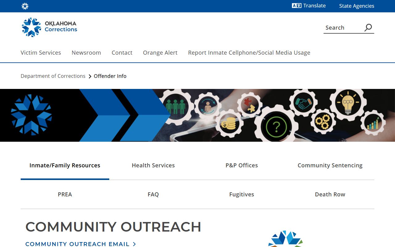 Harper County inmate records and ODOC offender information services page