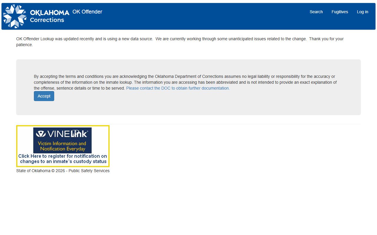 Harper County inmate search using the Oklahoma ODOC offender lookup tool