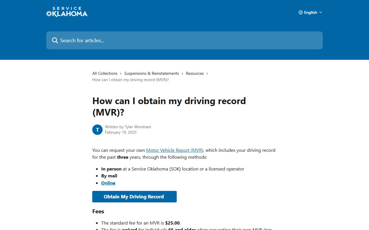 Service Oklahoma help guide for ordering a driving record tied to Harper County traffic cases